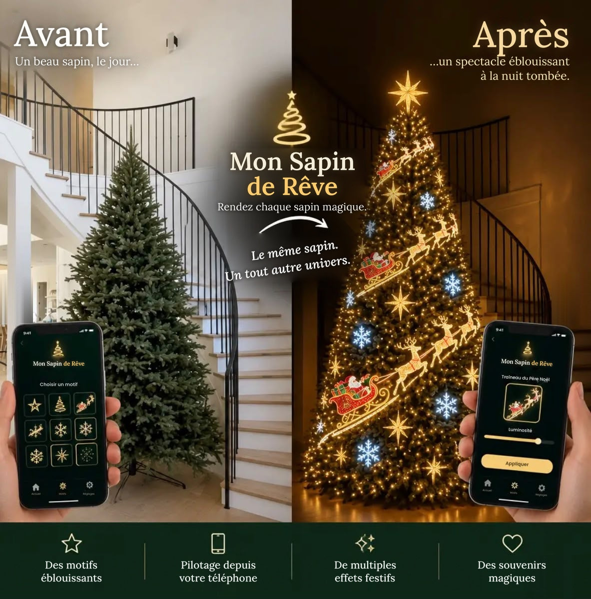 Mon Sapin de Rêve – Guirlande LED Connectée pour Sapin